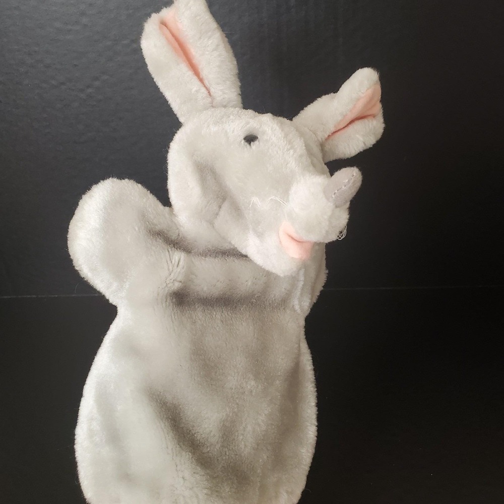 Vintage Gray Mouse Hand Puppet With Wired Tail Mitt Glove‎ Style
